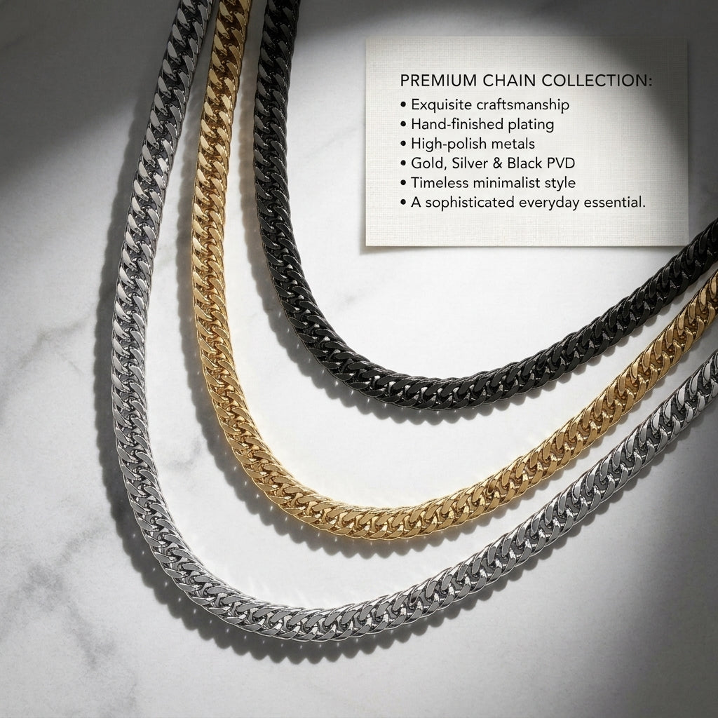Hip Hop Double-Woven Four-Sided Polished Necklace