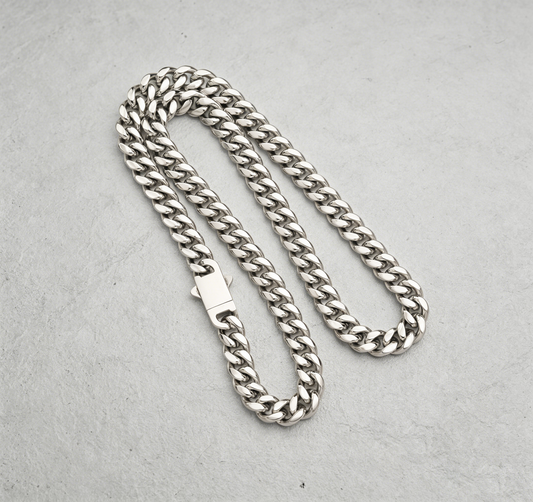 Hip Hop Round Cuban Link Stainless Steel Necklace With Magnetic Cowboy Clasp