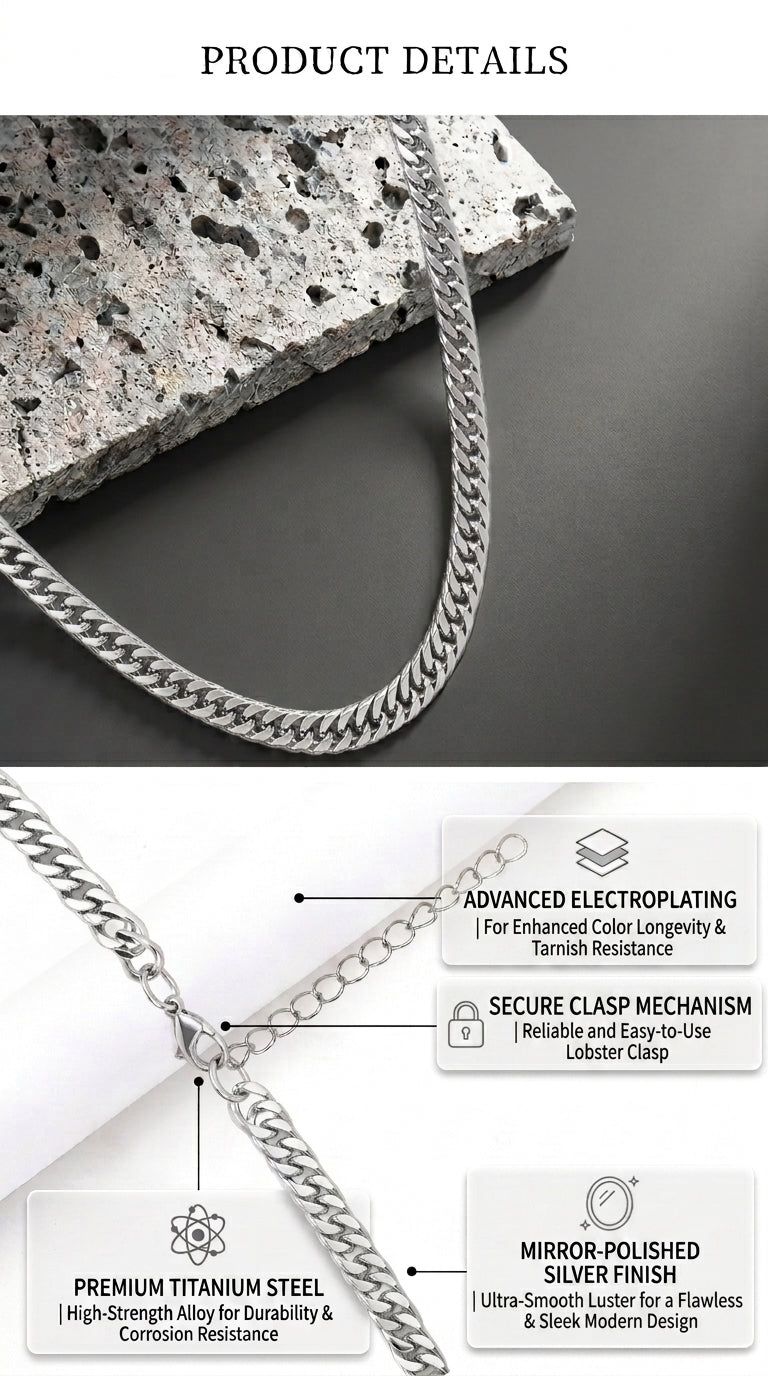 Hip Hop Double-Woven Four-Sided Polished Necklace