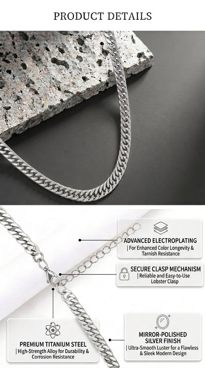 Hip Hop Double-Woven Four-Sided Polished Necklace