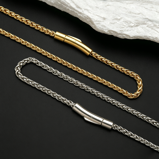 Hip Hop Flower Basket Link Stainless Steel Necklace With Magnetic Clasp