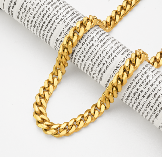 Hip Hop Round Cuban Link Stainless Steel Necklace With Magnetic Cowboy Clasp