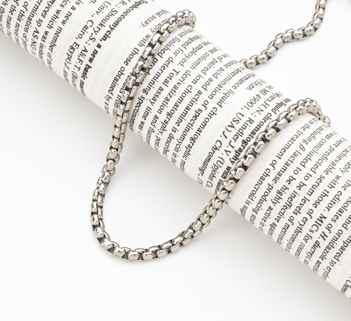 Hip Hop Square Pearl Link Stainless Steel Necklace With Magnetic Clasp