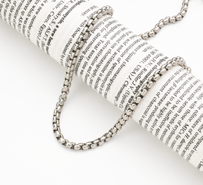 Hip Hop Square Pearl Link Stainless Steel Necklace With Magnetic Clasp