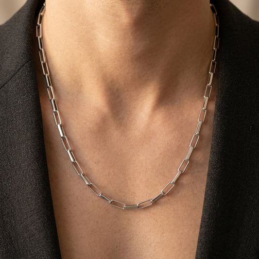Hip Hop Long Oval Chain Stainless Steel Necklace