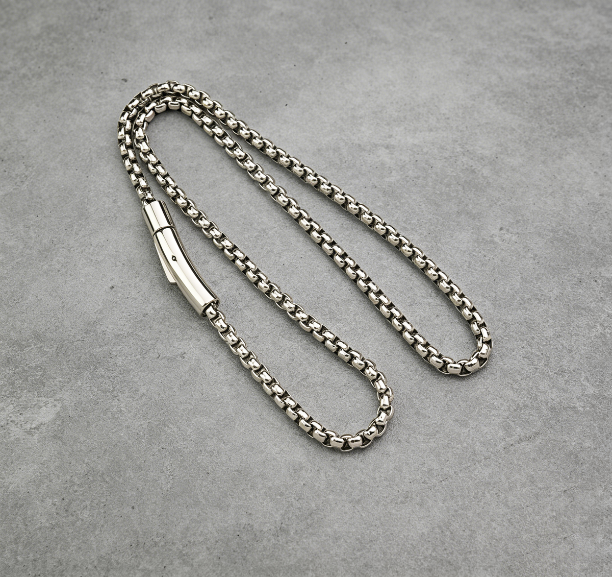 Hip Hop Square Pearl Link Stainless Steel Necklace With Magnetic Clasp