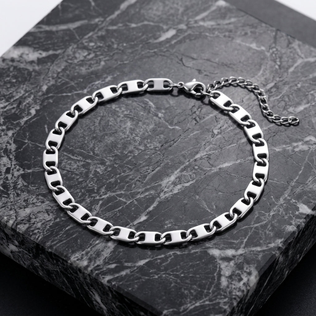 Hip Hop Rectangle Link Stainless Steel Necklace