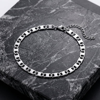 Hip Hop Rectangle Link Stainless Steel Necklace