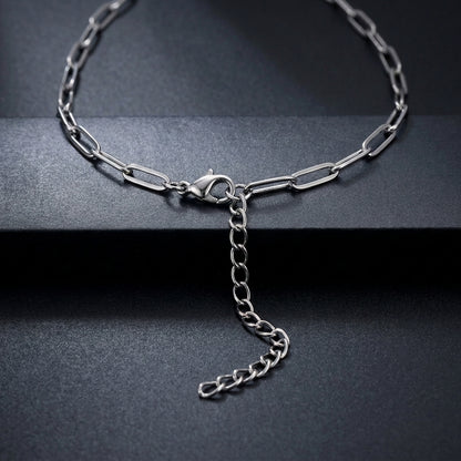 Hip Hop Long Clasp Flat Wire Stainless Steel Necklace