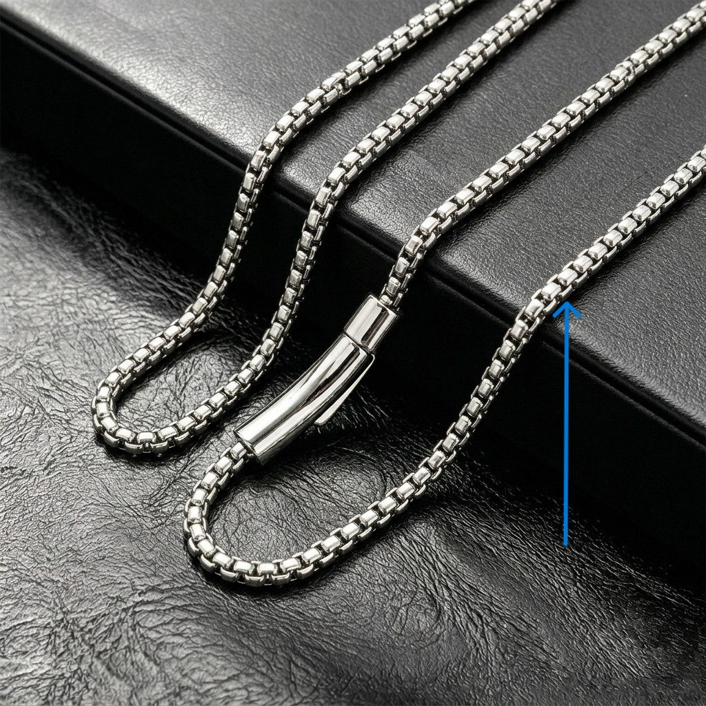 Hip Hop Square Pearl Link Stainless Steel Necklace With Magnetic Clasp