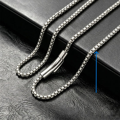 Hip Hop Square Pearl Link Stainless Steel Necklace With Magnetic Clasp