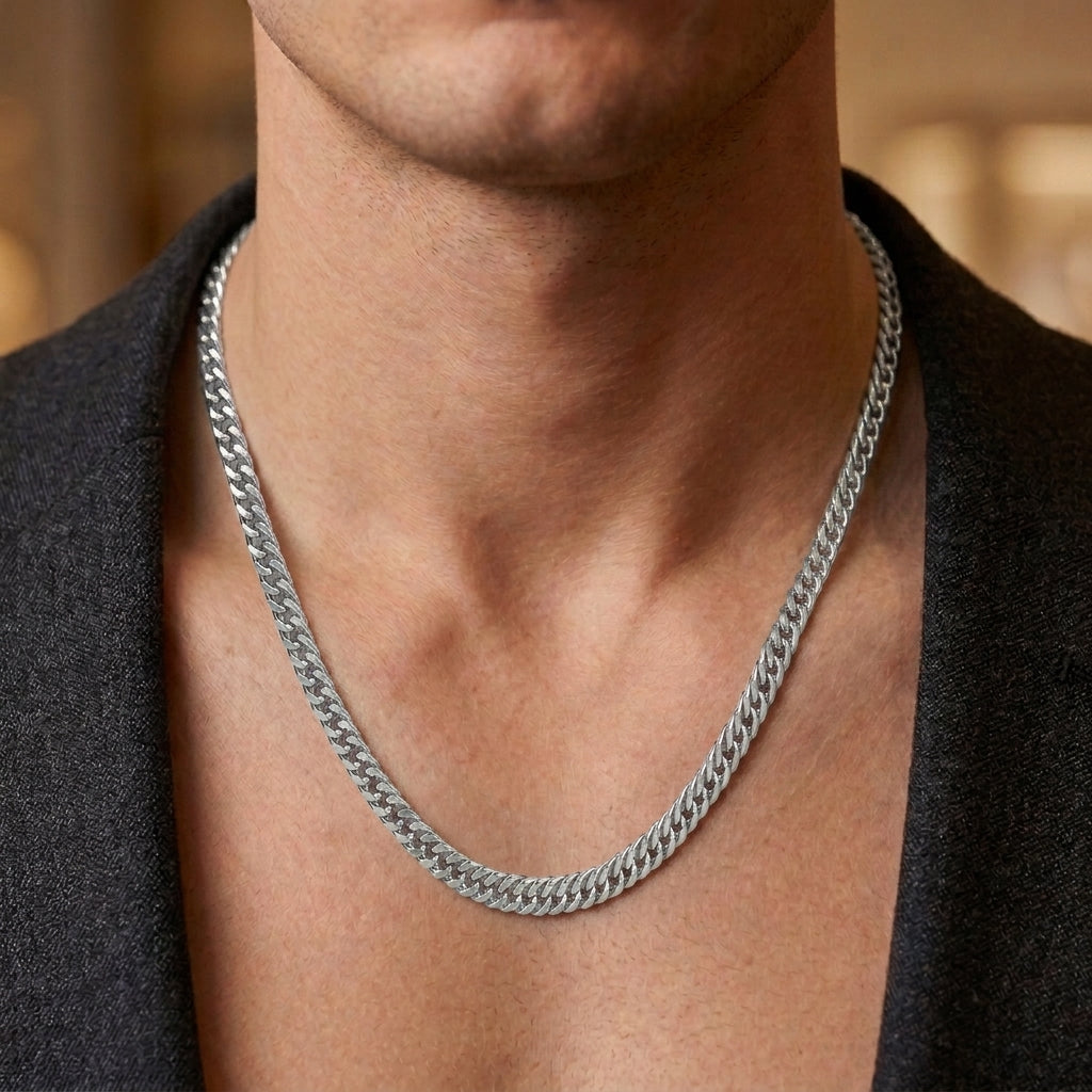 Hip Hop Double-Woven Four-Sided Polished Necklace