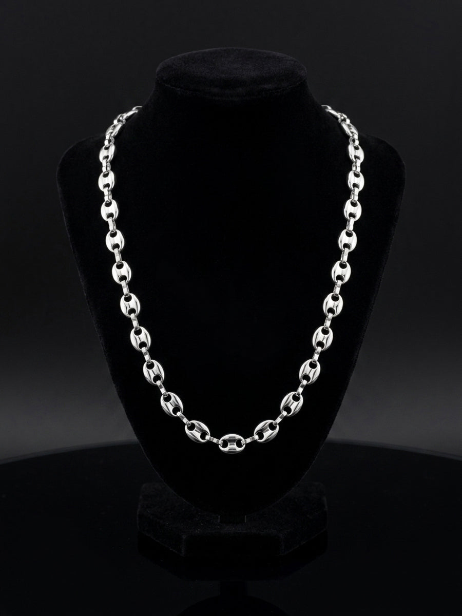 Hip Hop Coffee Bean Chain Stainless Steel Necklace