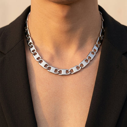 Hip Hop Rectangle Link Stainless Steel Necklace