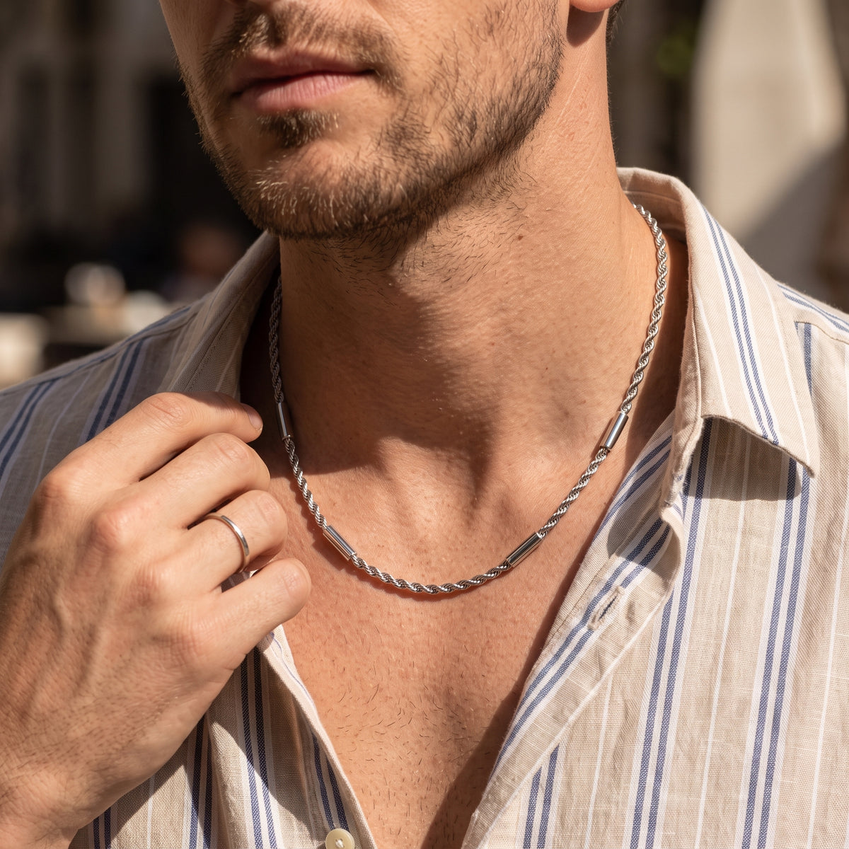 Hip Hop Twisted Tube Stainless Steel Necklace