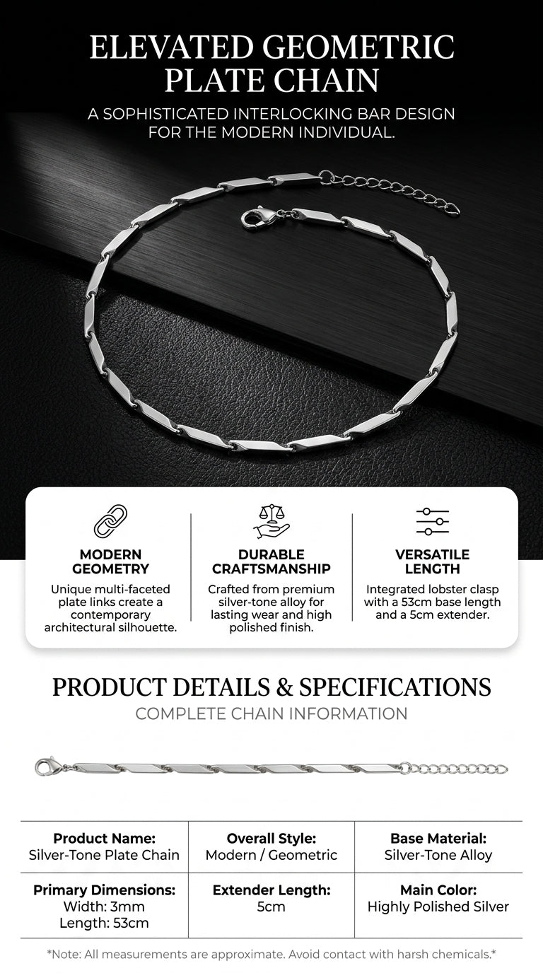 Hip Hop Bar Link Stainless Steel Chain Necklace