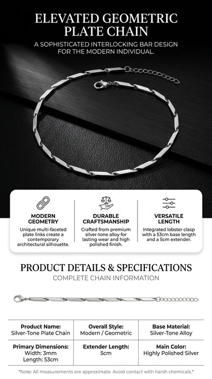 Hip Hop Bar Link Stainless Steel Chain Necklace