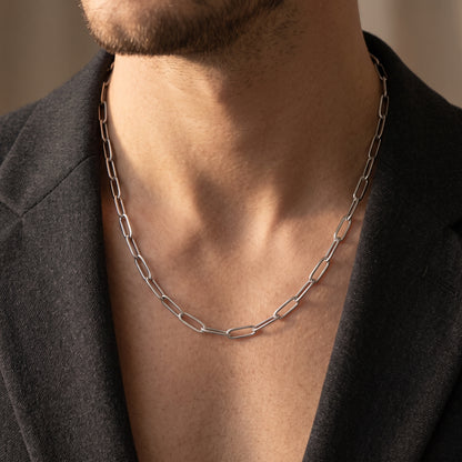 Hip Hop Long Clasp Flat Wire Stainless Steel Necklace