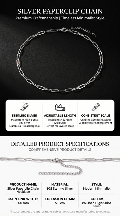 Hip Hop Long Clasp Flat Wire Stainless Steel Necklace