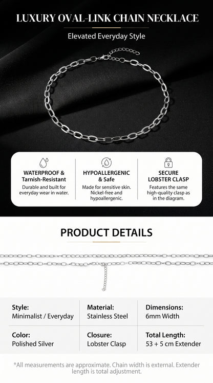 Hip Hop Half Round Wire Stainless Steel Necklace