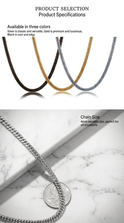 Hip Hop Double-Woven Four-Sided Polished Necklace