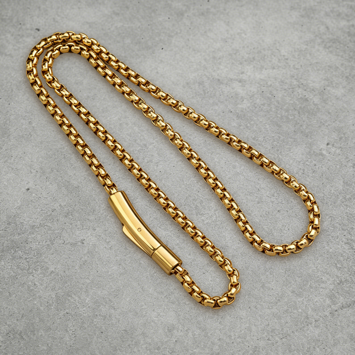 Hip Hop Square Pearl Link Stainless Steel Necklace With Magnetic Clasp