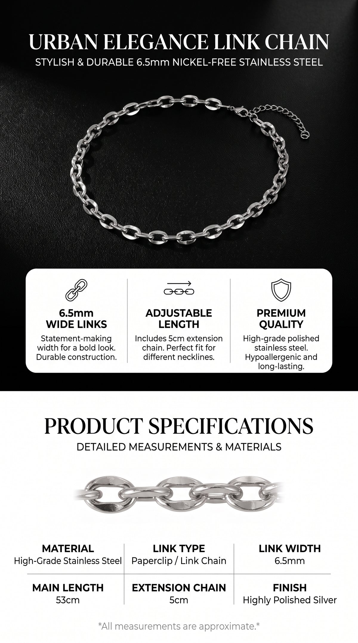 Hip Hop KY Lip Link Stainless Steel Necklace
