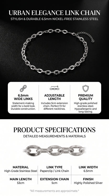Hip Hop KY Lip Link Stainless Steel Necklace