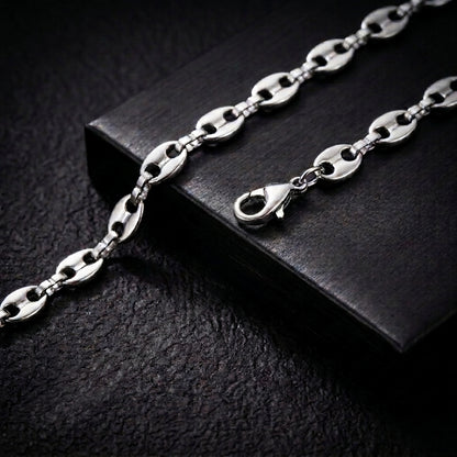 Hip Hop Coffee Bean Chain Stainless Steel Necklace