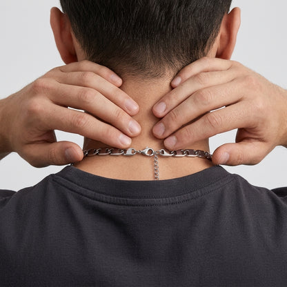 Hip Hop Rectangle Link Stainless Steel Necklace