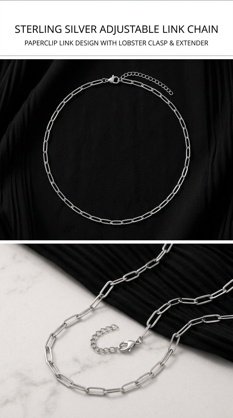 Hip Hop Long Clasp Flat Wire Stainless Steel Necklace