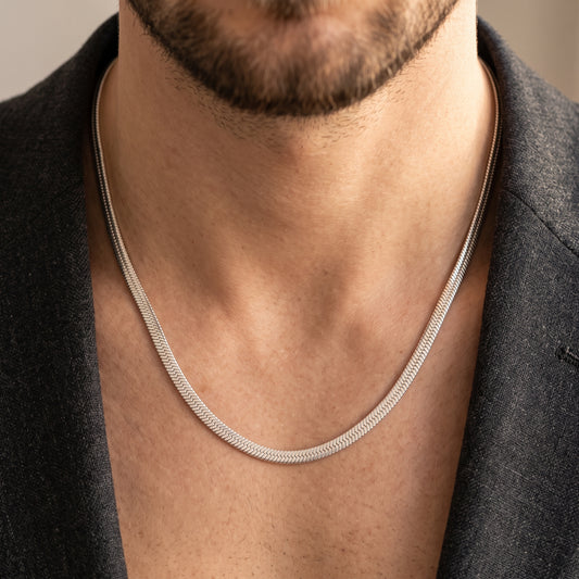 Hip Hop Flat Snake Chain Necklace