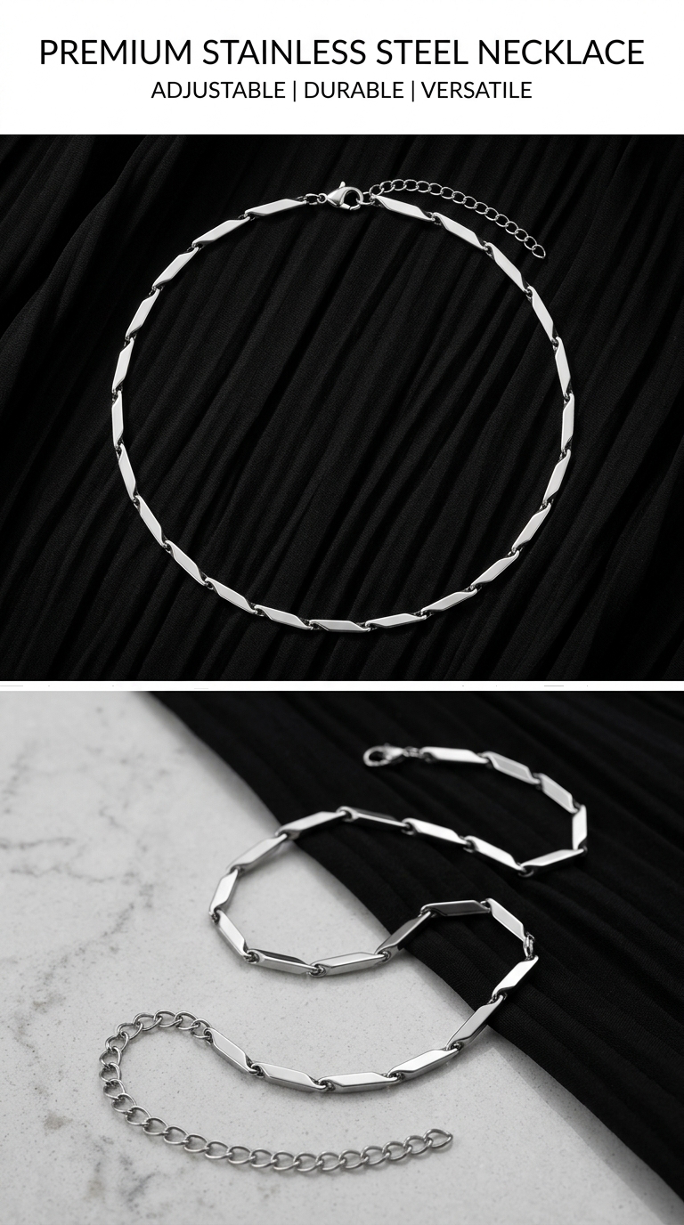 Hip Hop Bar Link Stainless Steel Chain Necklace