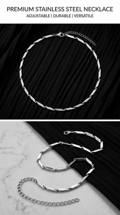 Hip Hop Bar Link Stainless Steel Chain Necklace