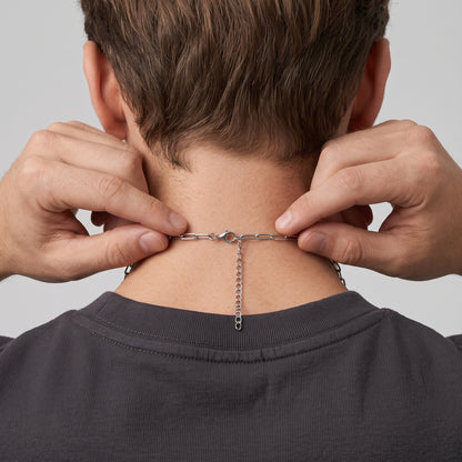 Hip Hop Long Clasp Flat Wire Stainless Steel Necklace