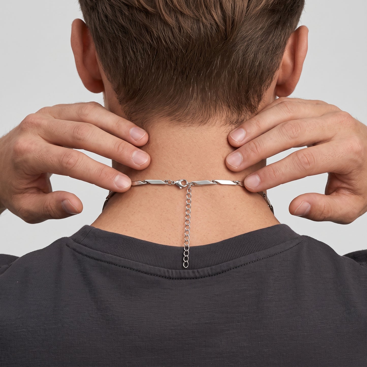 Hip Hop Bar Link Stainless Steel Chain Necklace