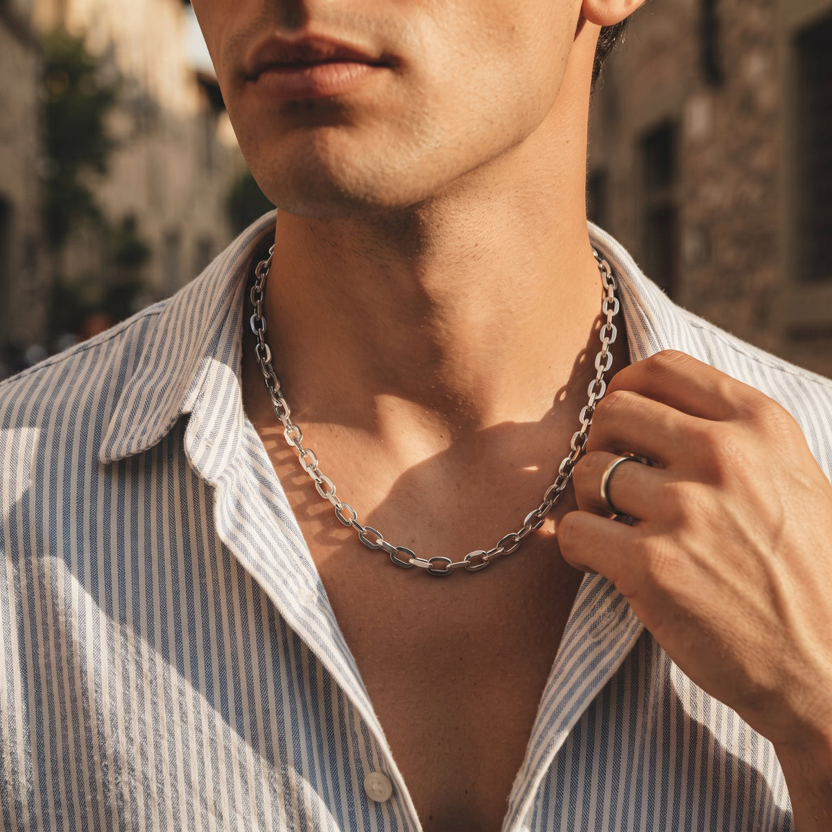Hip Hop O Chain Beveled Edge Necklace