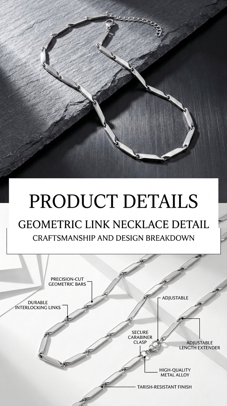 Hip Hop Bar Link Stainless Steel Chain Necklace