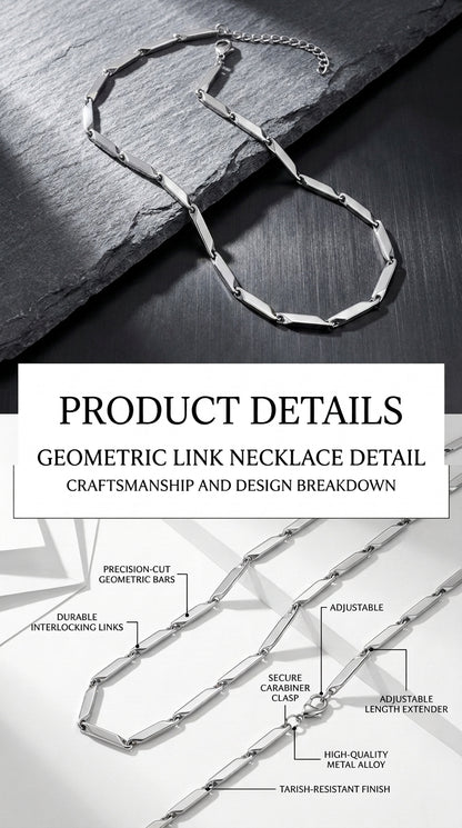 Hip Hop Bar Link Stainless Steel Chain Necklace