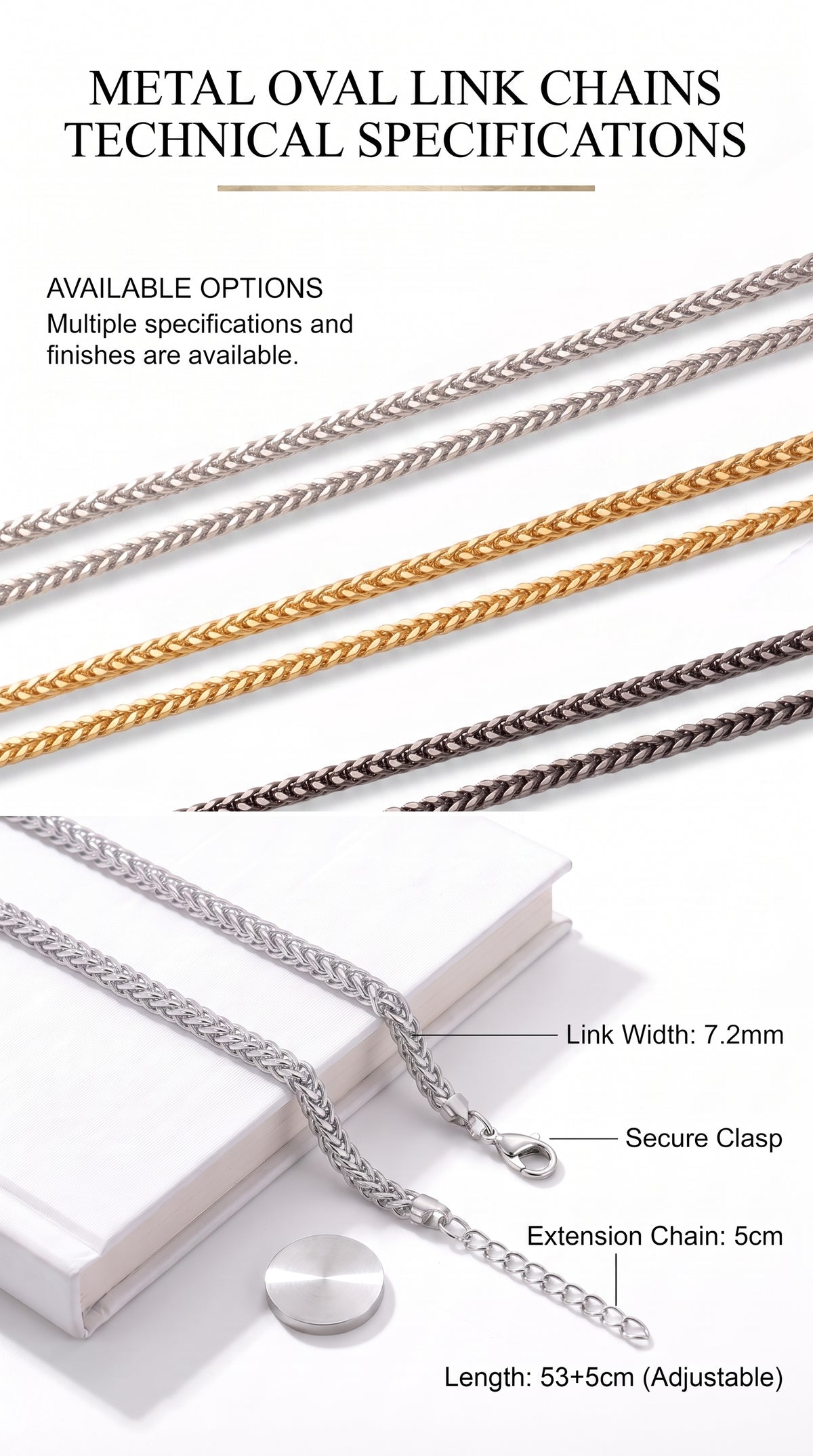 Hip Hop Double Weave Rounded Edge Necklace