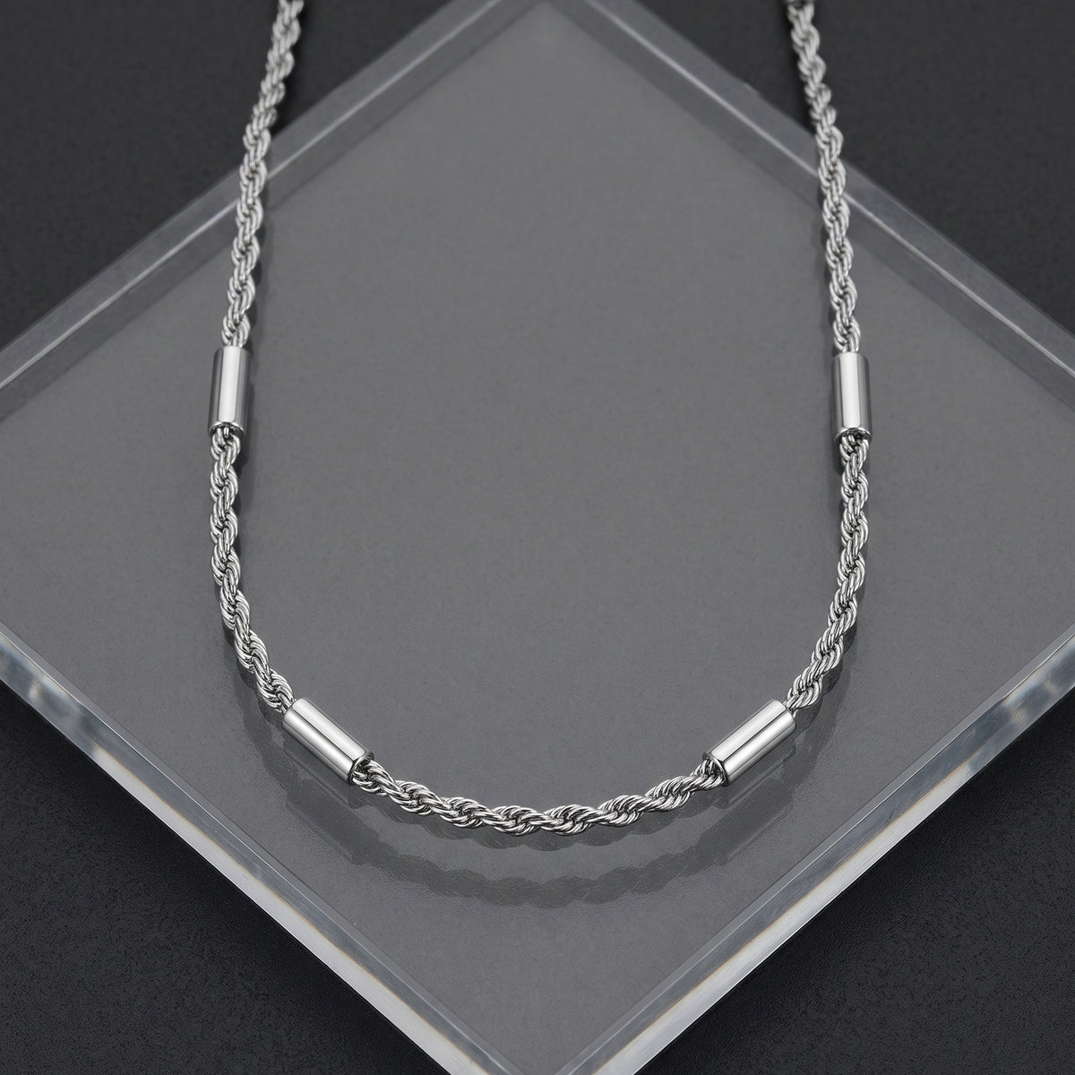 Hip Hop Twisted Tube Stainless Steel Necklace