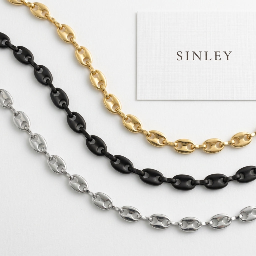 Hip Hop Coffee Bean Chain Stainless Steel Necklace