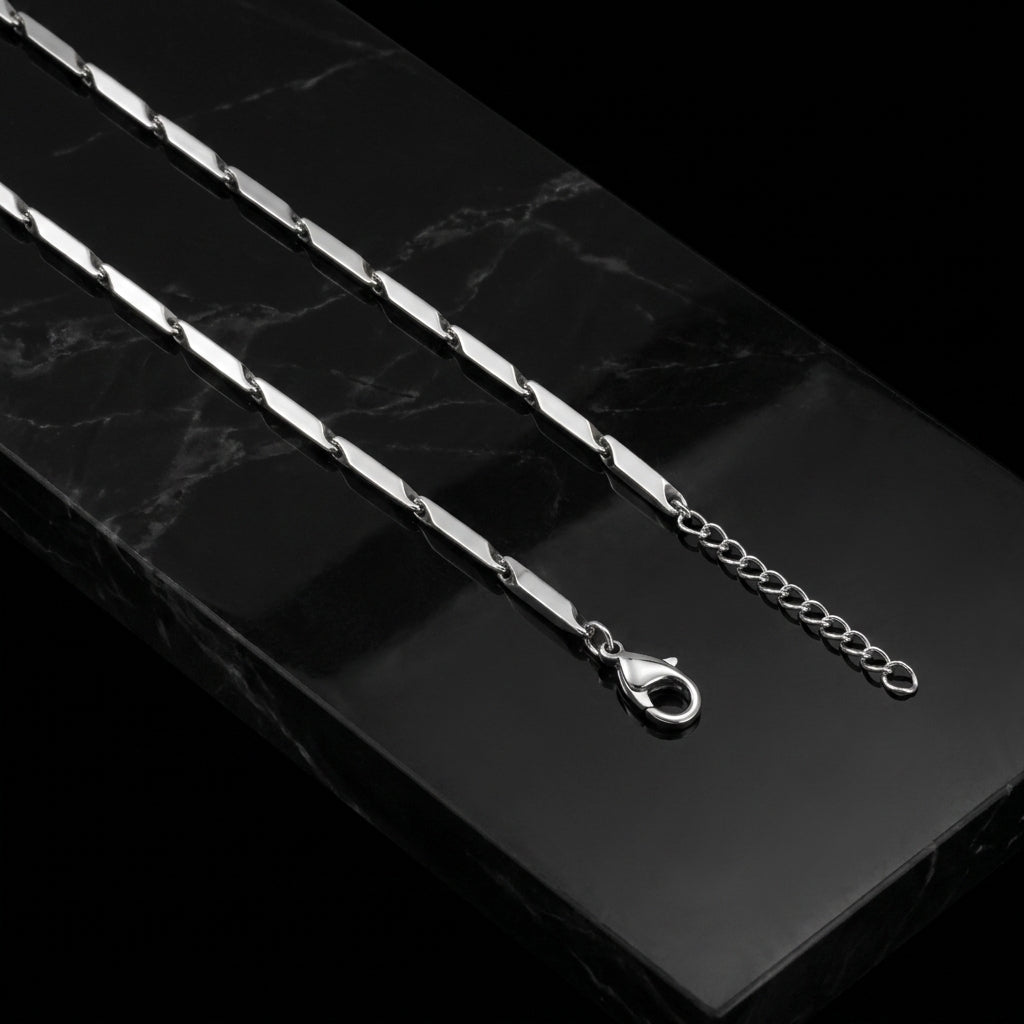 Hip Hop Bar Link Stainless Steel Chain Necklace
