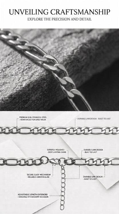 Hip Hop 3:1 NK Link Stainless Steel Necklace