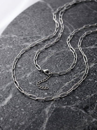 Hip Hop Long Clasp Flat Wire Stainless Steel Necklace
