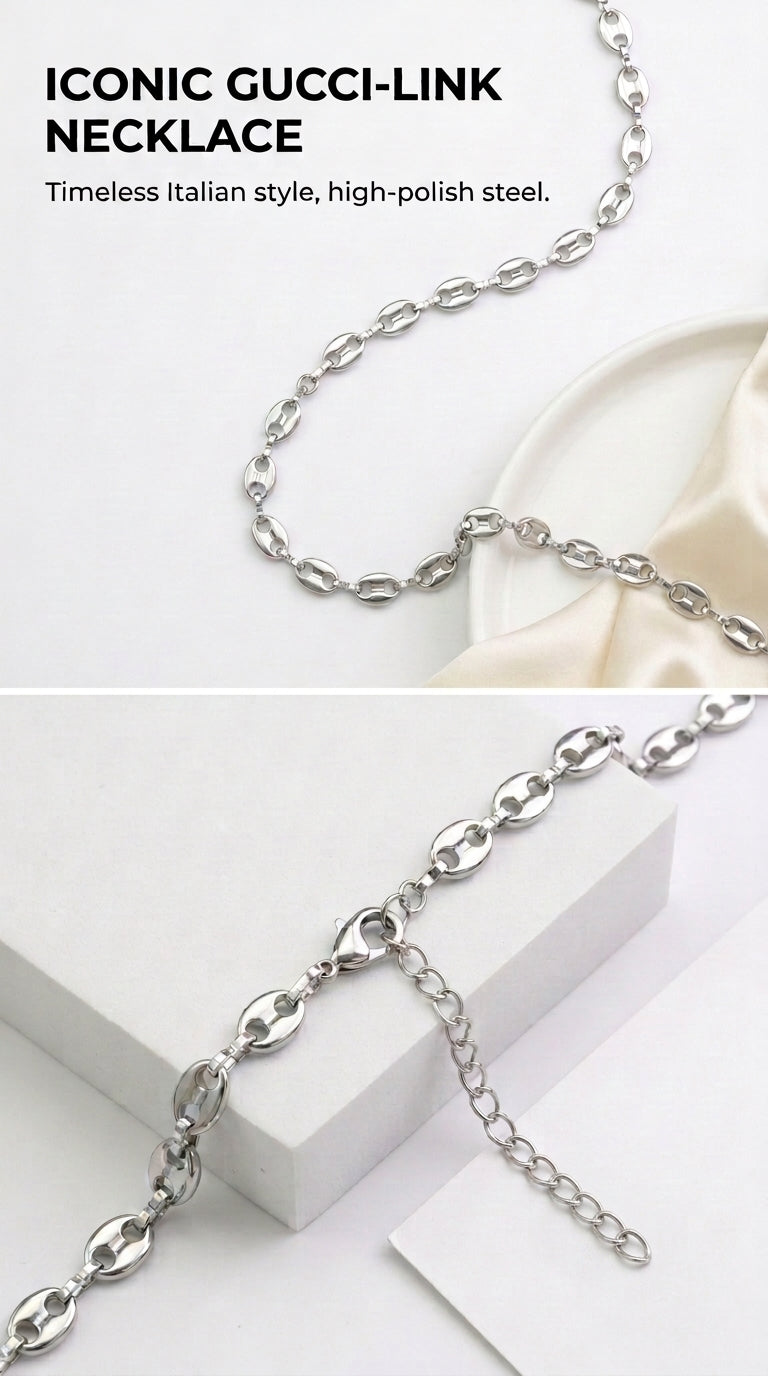 Hip Hop Coffee Bean Chain Stainless Steel Necklace