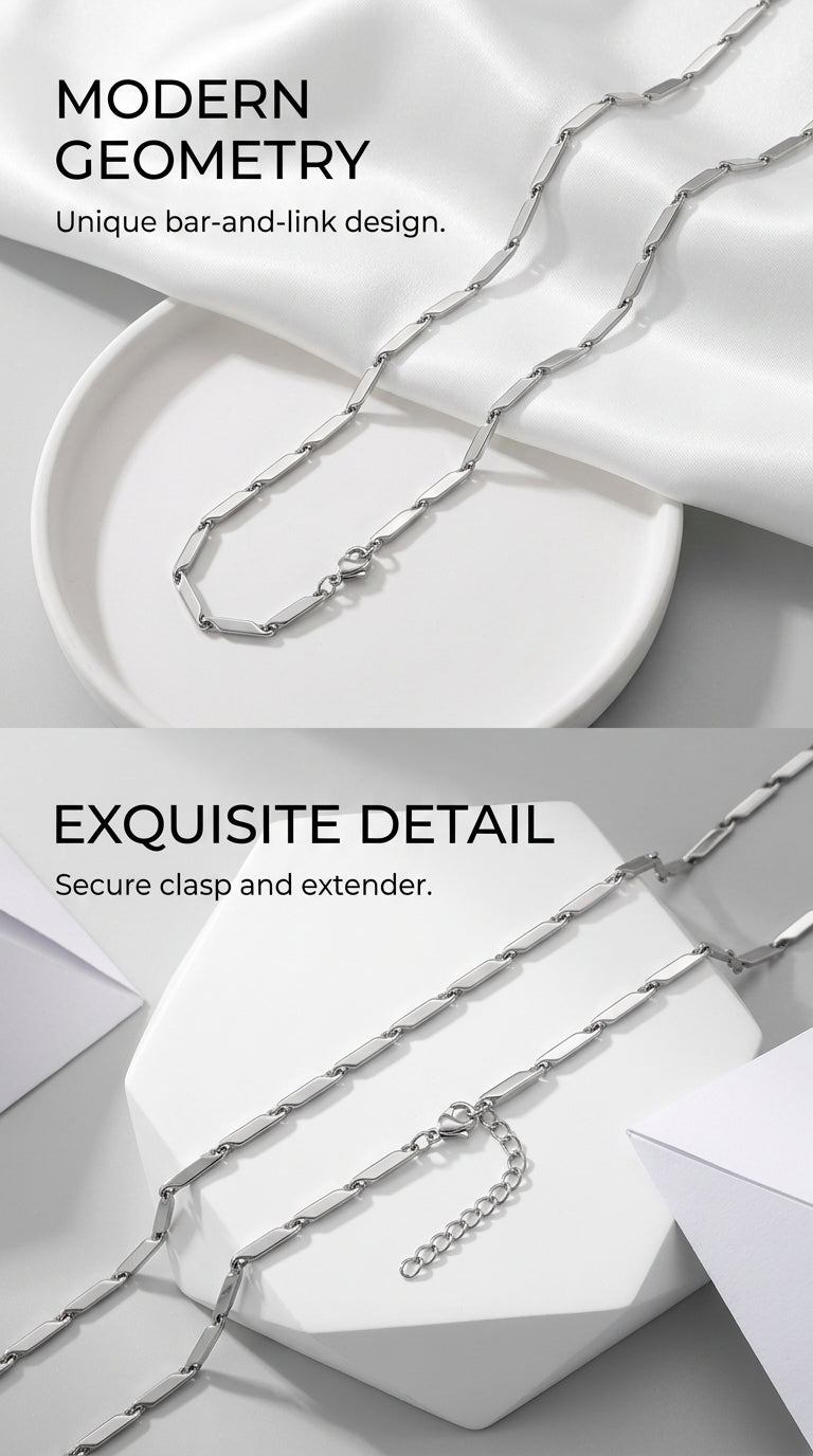 Hip Hop Bar Link Stainless Steel Chain Necklace