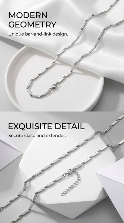 Hip Hop Bar Link Stainless Steel Chain Necklace