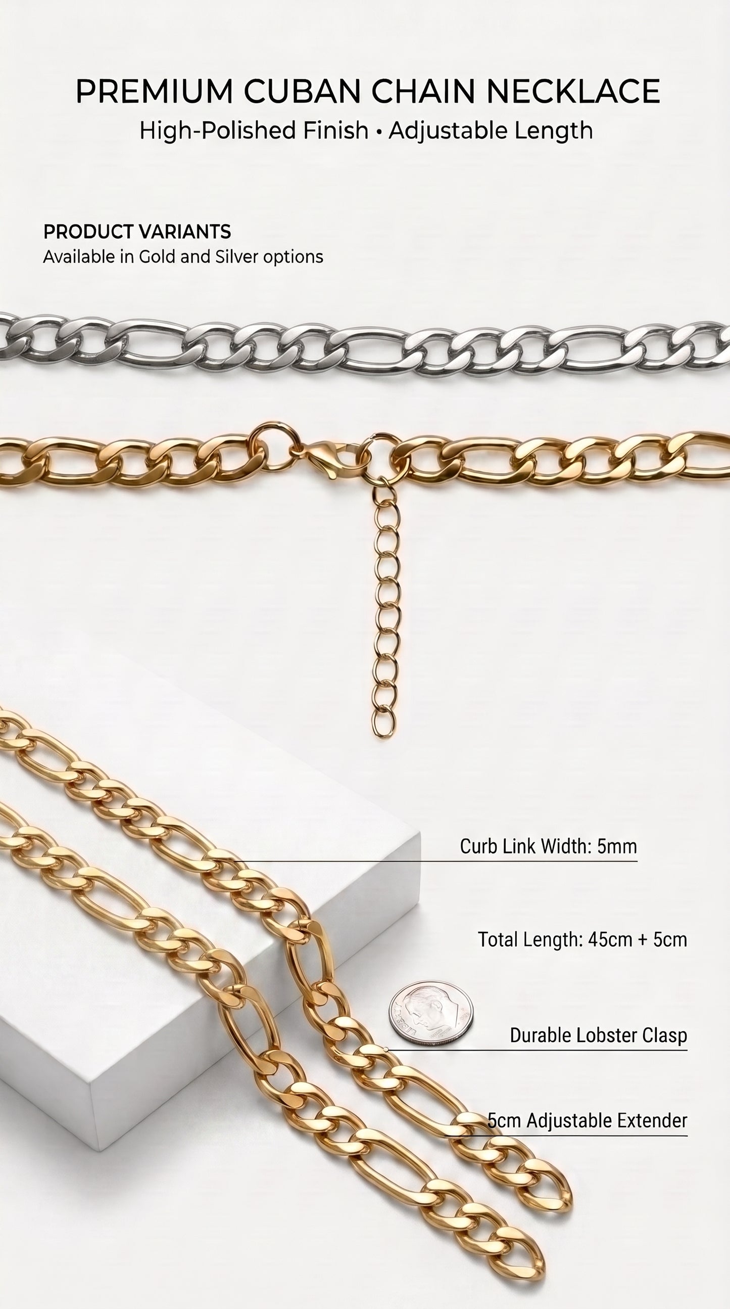 Hip Hop 3:1 NKDC Link Stainless Steel Necklace