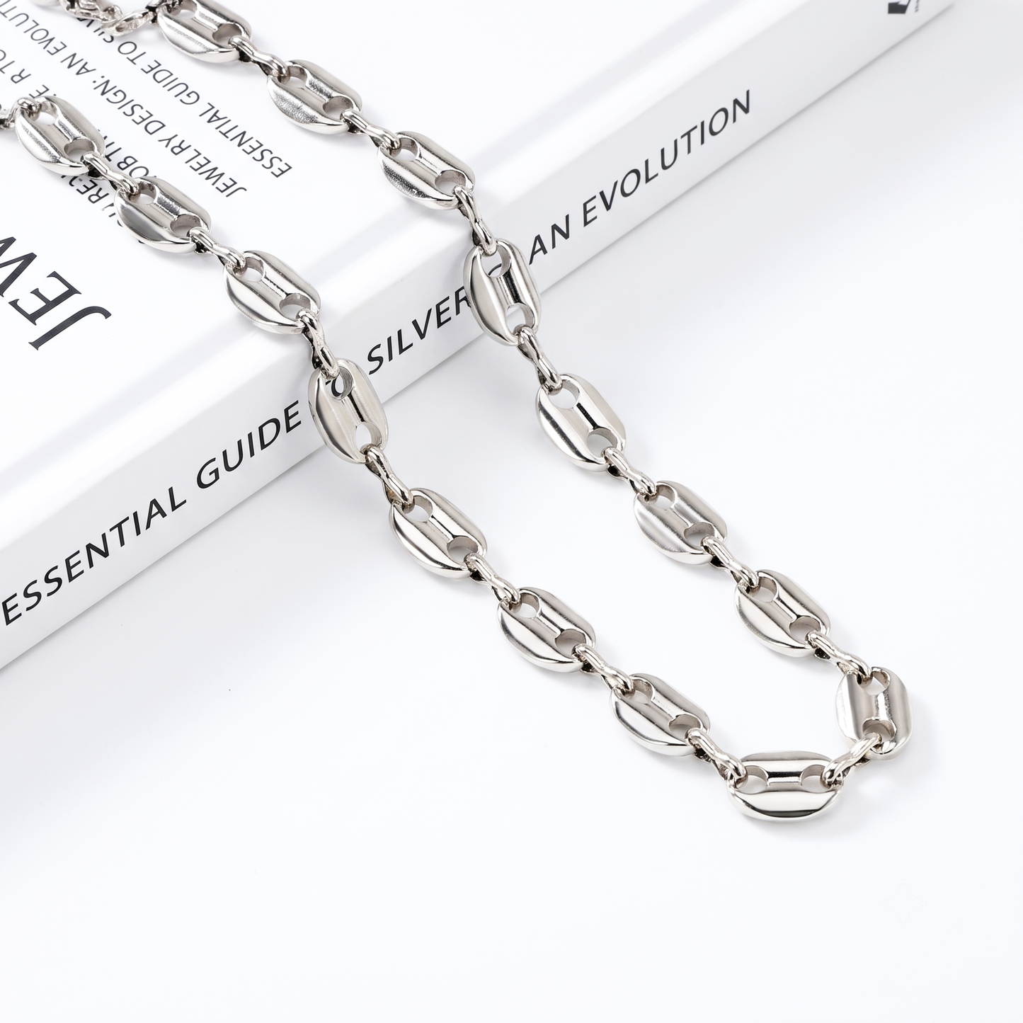 Hip Hop Coffee Bean Chain Stainless Steel Necklace